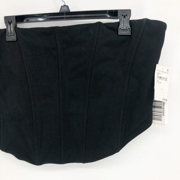 GOOD AMERICAN Sueded Fleece Corset Top 5-XXL Black Side Zipper 100% Cotton NWT - Picture 5 of 12